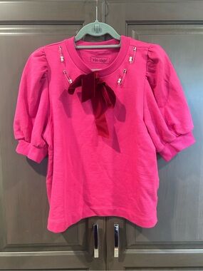 vintägé Puff-Sleeve Top in Pink, Size S